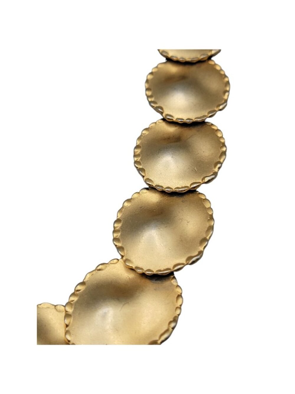 DESIGNER 1980s LARGE DISC Collar Vintage Statement Necklace 18" Matte Gold Tone - Picture 16 of 16
